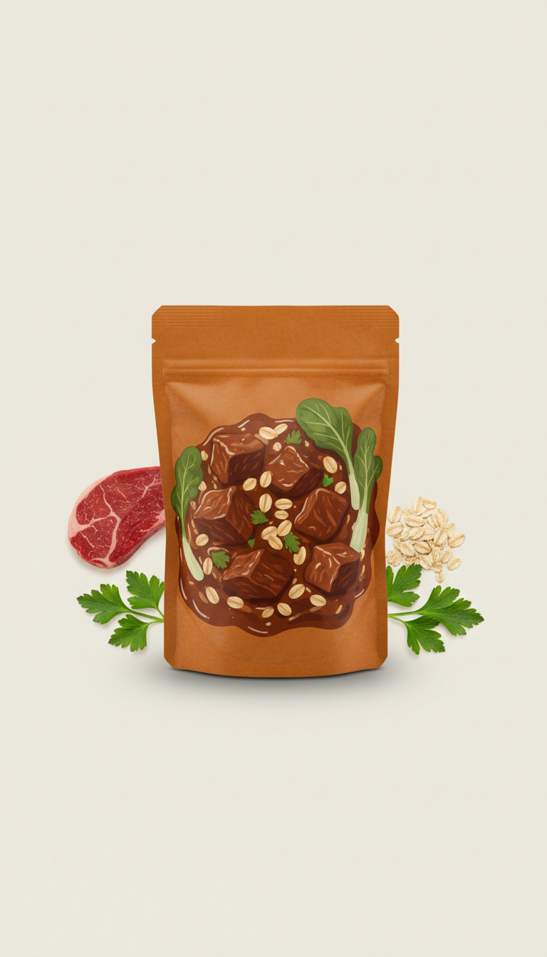 Guiso de res y avena artesanal